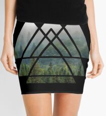 Sacred Geometry Triangles - Misty Forest Mini Skirt