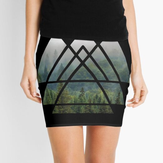 Sacred Geometry Triangles - Misty Forest Mini Skirt