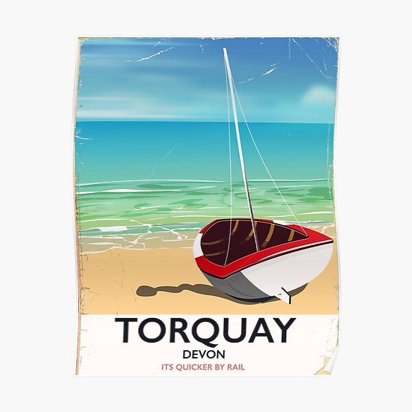 Torquay Devon vintage seaside travel poster Poster