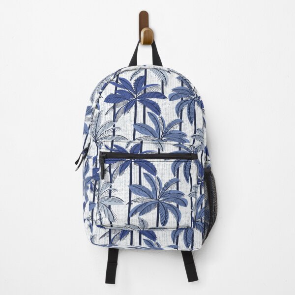 Item preview, Retro Palm Springs vibes // white background highball indigo electric and pastel blue palm trees oxford navy blue line contour designed and sold by SelmaCardoso.