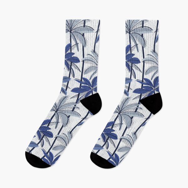 Item preview, Retro Palm Springs vibes // white background highball indigo electric and pastel blue palm trees oxford navy blue line contour designed and sold by SelmaCardoso.