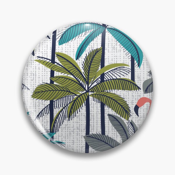 Item preview, Retro vacation mode // white background highball green peacock blue and green grey palm trees oxford navy blue line contour coral flamingos designed and sold by SelmaCardoso.