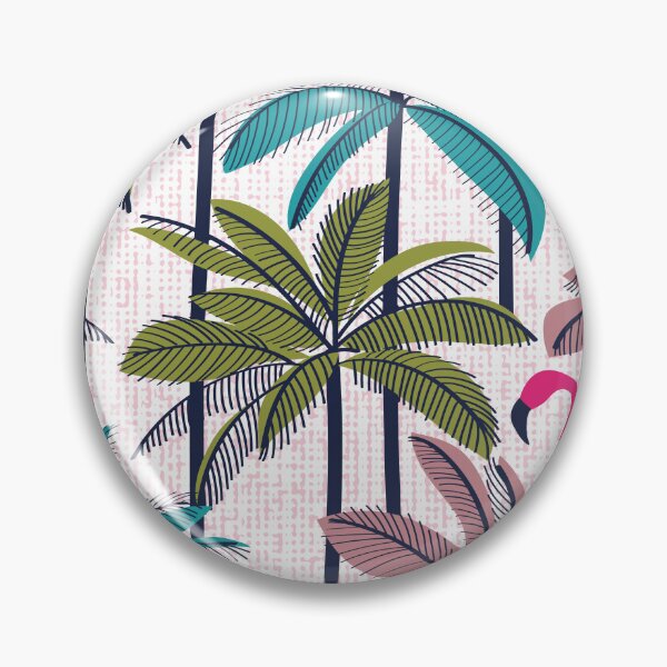 Item preview, Retro vacation mode // white background highball green peacock blue and dry rose palm trees oxford navy blue line contour fuchsia pink flamingos designed and sold by SelmaCardoso.