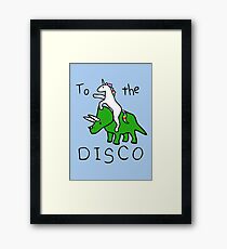 To The Disco (Unicorn Riding Triceratops) Framed Print