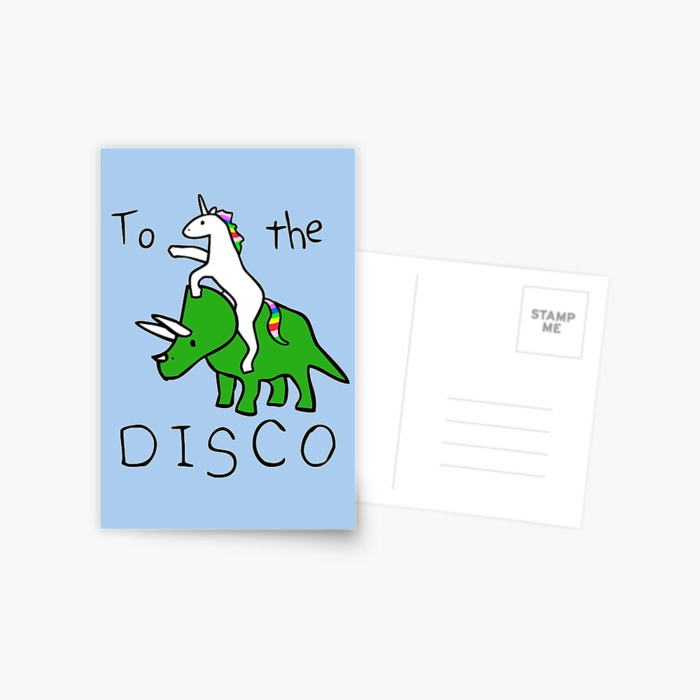 To The Disco (Unicorn Riding Triceratops) Postcard