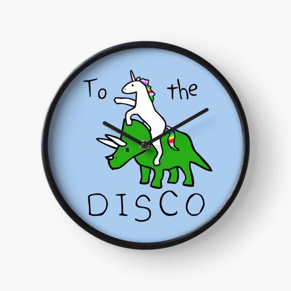To The Disco (Unicorn Riding Triceratops) Clock