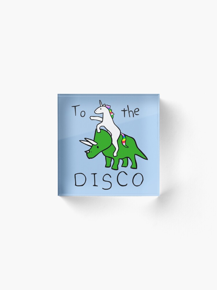 Alternate view of To The Disco (Unicorn Riding Triceratops) Acrylic Block