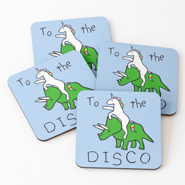 To The Disco (Unicorn Riding Triceratops) Coasters (Set of 4)