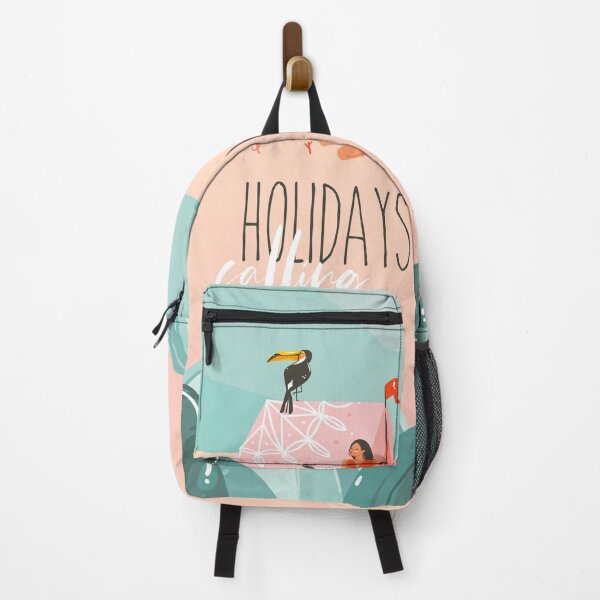 Item preview, sunbathing girl ,camp tent in ocean beach landscape and Holidays calling typography designed and sold by Anastasy-Helter.