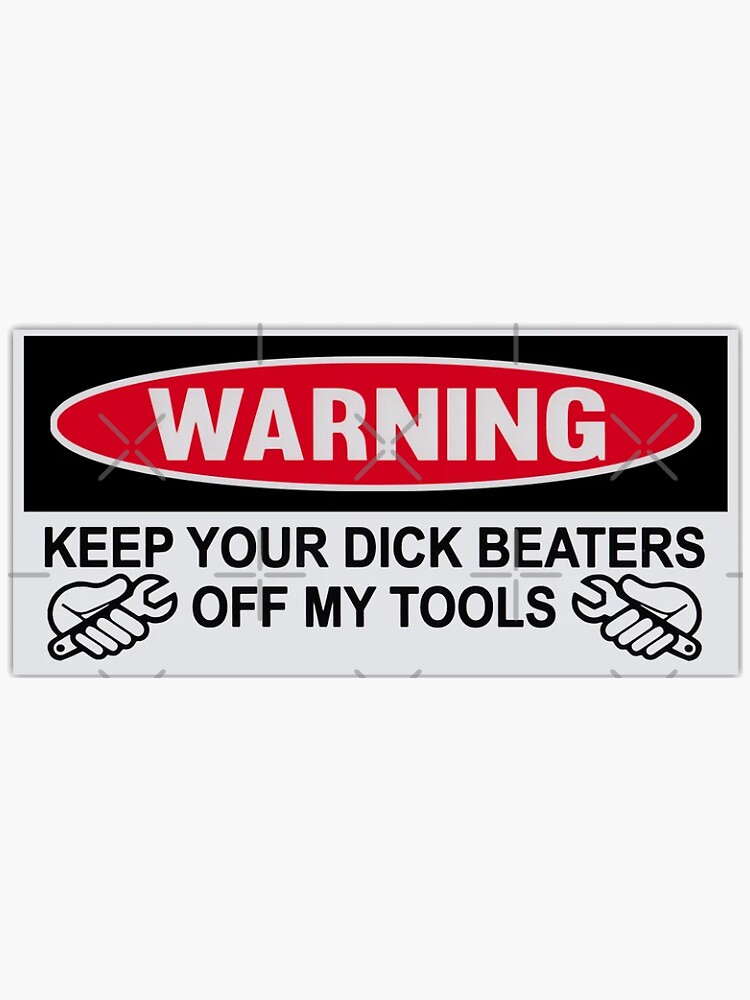 Thumbnail 3 of 3, Sticker, tool box, tool, tools, carpenter, hard hat, construction, electrician, funny, plumber, mechanic, dirty hands clean money, dewalt tools, makita, milwaukee, power tools, warning caution tools designed and sold by anjunabeach.