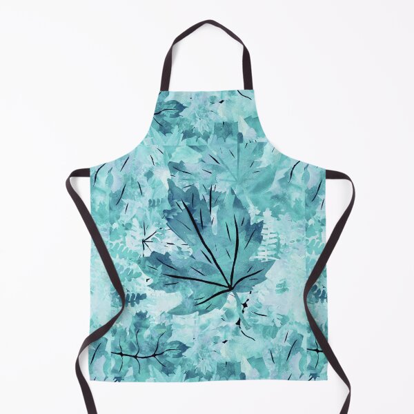Item preview, Teal Blue Watercolor Organic Pattern Leaves Silhouette I designed and sold by Irina Sztukowski.