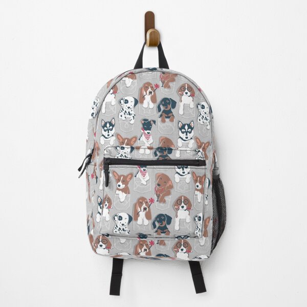 Item preview, Pure love pockets I // beige background Dachshund Beagle Dalmatian Basset Hound Labrador Retriever Husky Welsh Corgi and Italian Greyhound dog puppies designed and sold by SelmaCardoso.
