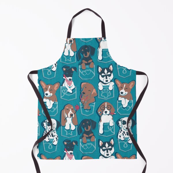 Item preview, Pure love pockets I // turquoise background Dachshund Beagle Dalmatian Basset Hound Labrador Retriever Husky Welsh Corgi and Italian Greyhound dog puppies designed and sold by SelmaCardoso.