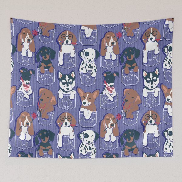 Item preview, Pure love pockets I // very peri background Dachshund Beagle Dalmatian Basset Hound Labrador Retriever Husky Welsh Corgi and Italian Greyhound dog puppies designed and sold by SelmaCardoso.