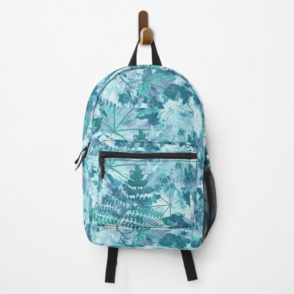Item preview, Teal Blue Watercolor Organic Pattern Leaves Silhouette II designed and sold by Irina Sztukowski.