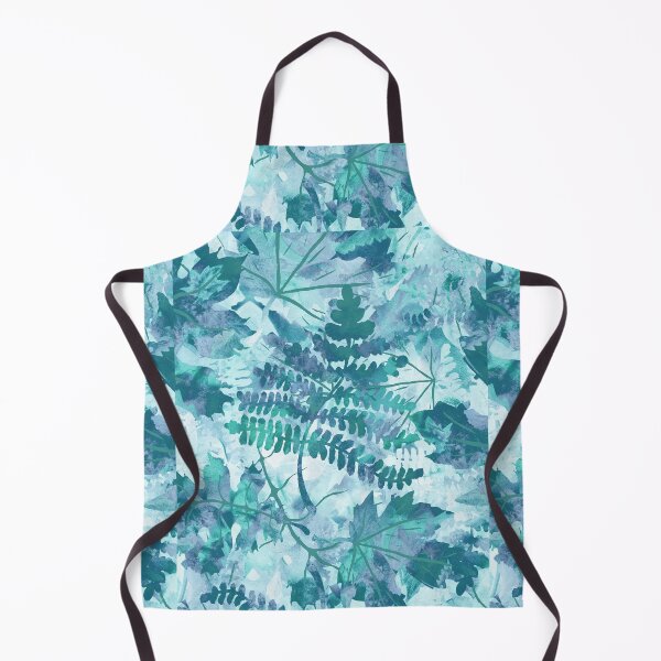 Item preview, Teal Blue Watercolor Organic Pattern Leaves Silhouette II designed and sold by Irina Sztukowski.