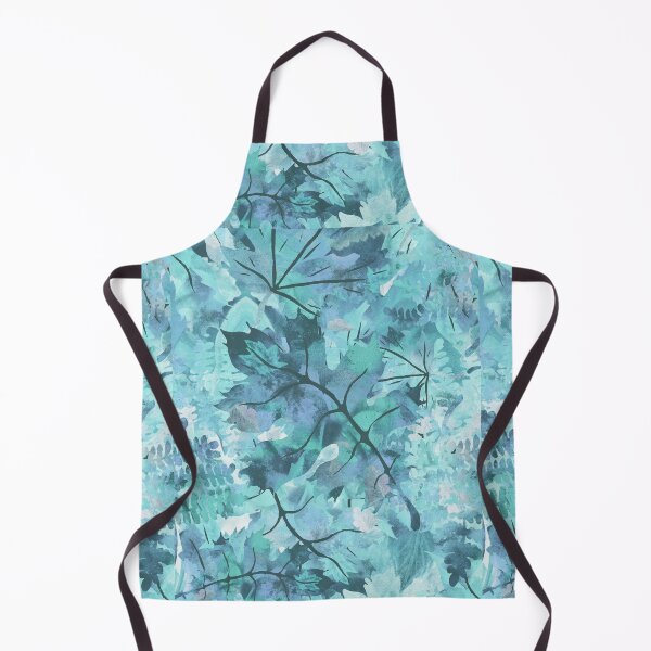 Item preview, Teal Blue Watercolor Organic Pattern Leaves Silhouette III designed and sold by Irina Sztukowski.