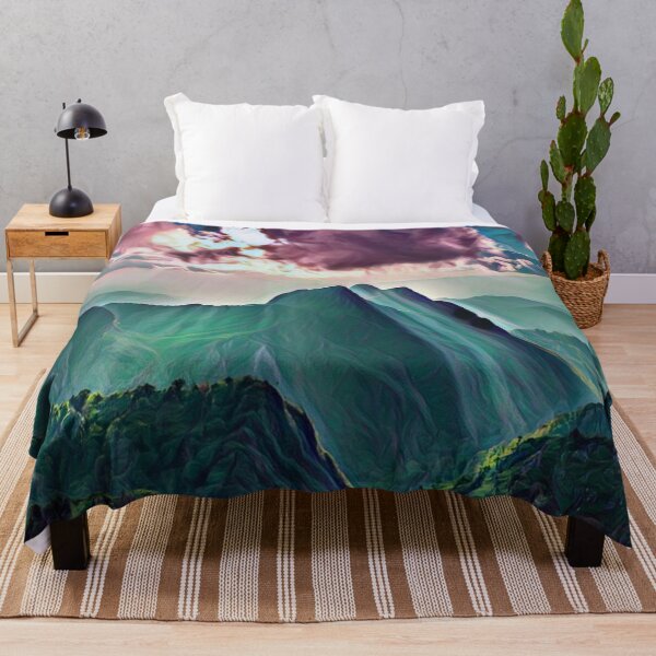 Item preview, Mountain view with sun shining through the clouds designed and sold by MerWishes.