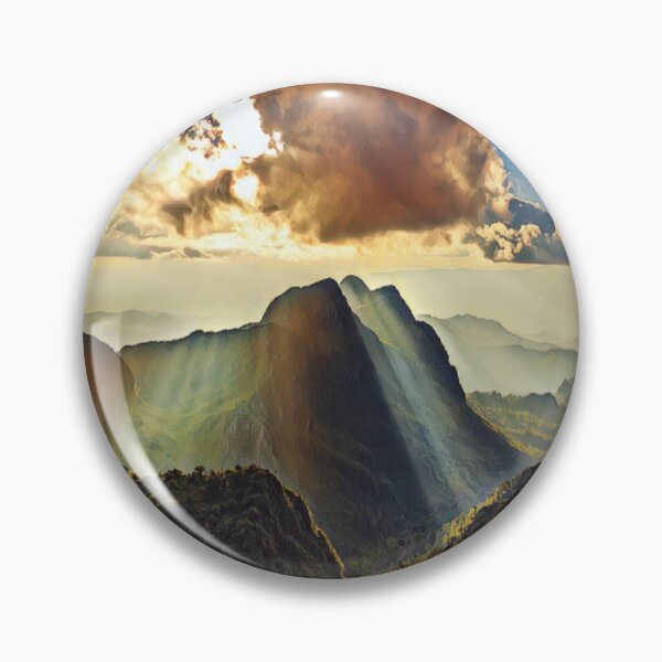 Item preview, Mountain view with sun shining through the clouds designed and sold by MerWishes.