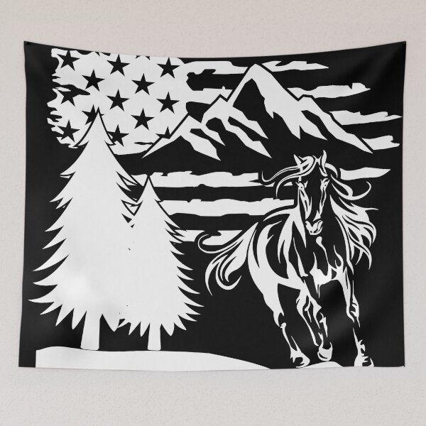 Item preview, American flag behind horse designed and sold by pnkpopcorn.