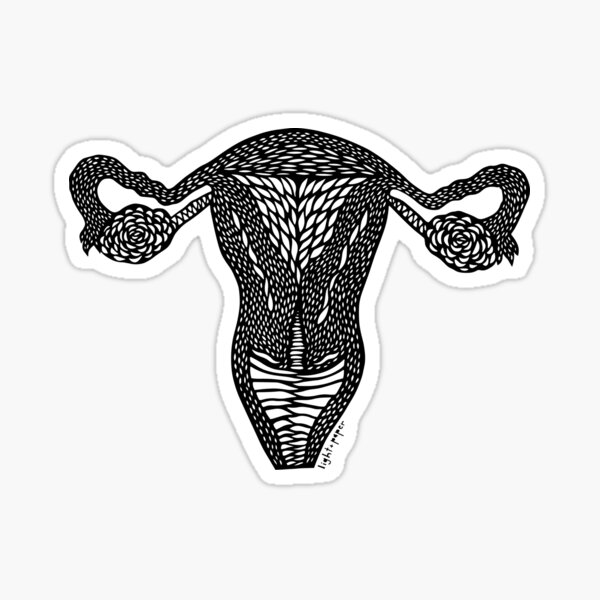 Uterus - Black Print Sticker