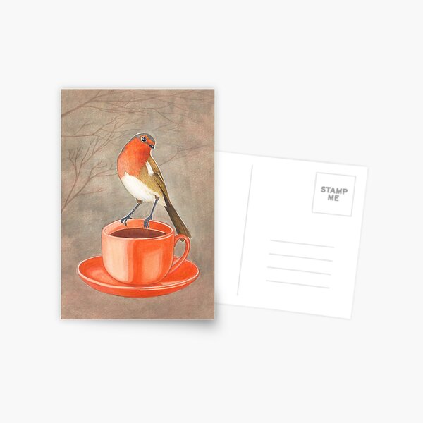 Item preview, coffee loving robin bird designed and sold by EllenLambrichts.