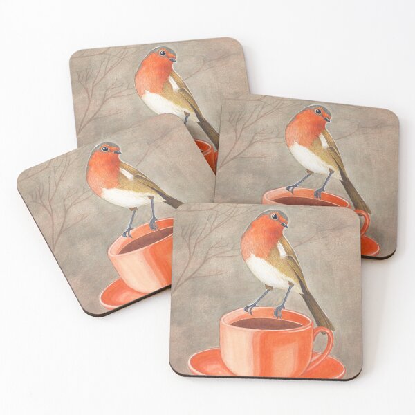 Item preview, coffee loving robin bird designed and sold by EllenLambrichts.