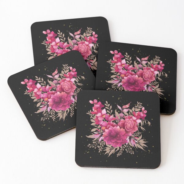 Item preview, Pink Flower Gold Sparkles Art - Garden Design designed and sold by CreativNode.