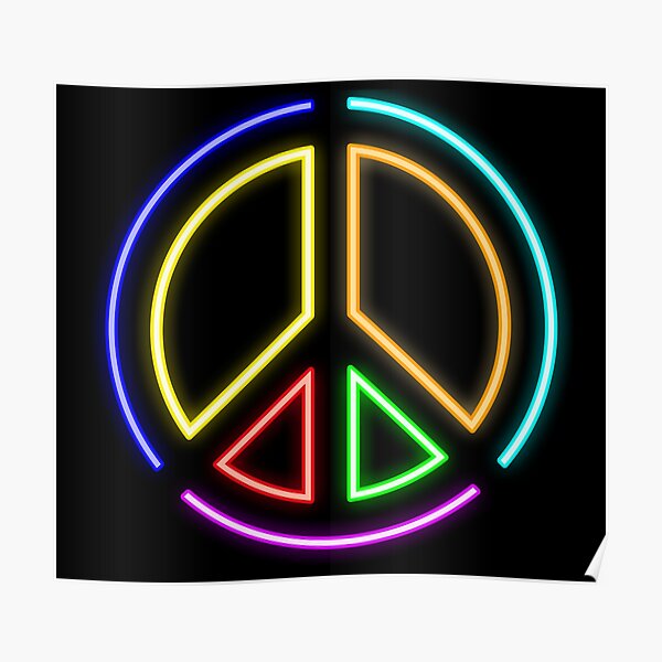 Neon Peace Sign Hippie Poster For Sale By Dodgefather Redbubble 6067