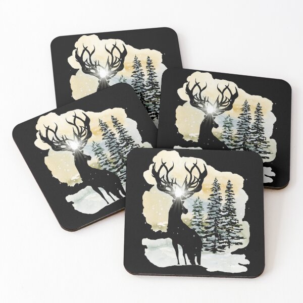 Item preview, Black Stag in Snowy Forest designed and sold by creatinginlove.