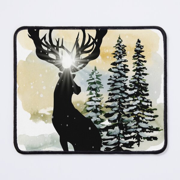 Item preview, Black Stag in Snowy Forest designed and sold by creatinginlove.