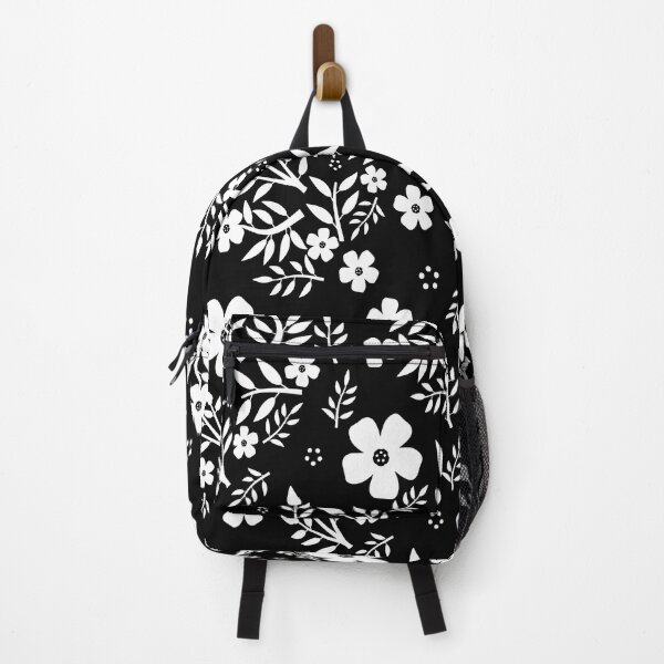 Item preview, White over black abstract line art flower pattern designed and sold by Topiest.