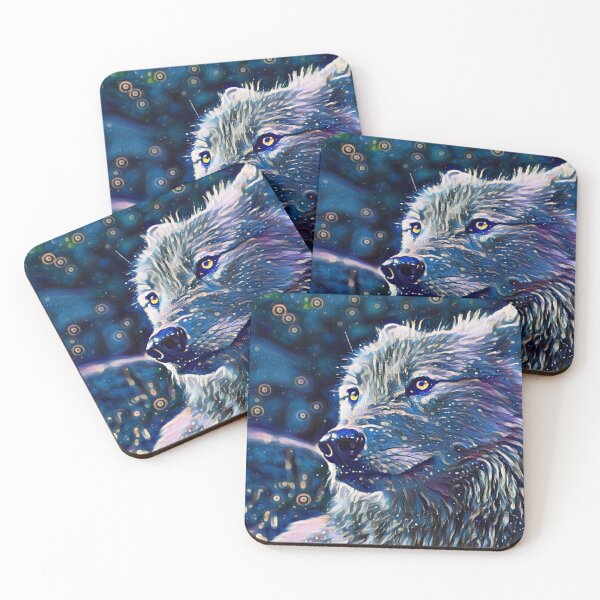 Item preview, Galaxy Wolf Abstract painting designed and sold by wildlifezen.