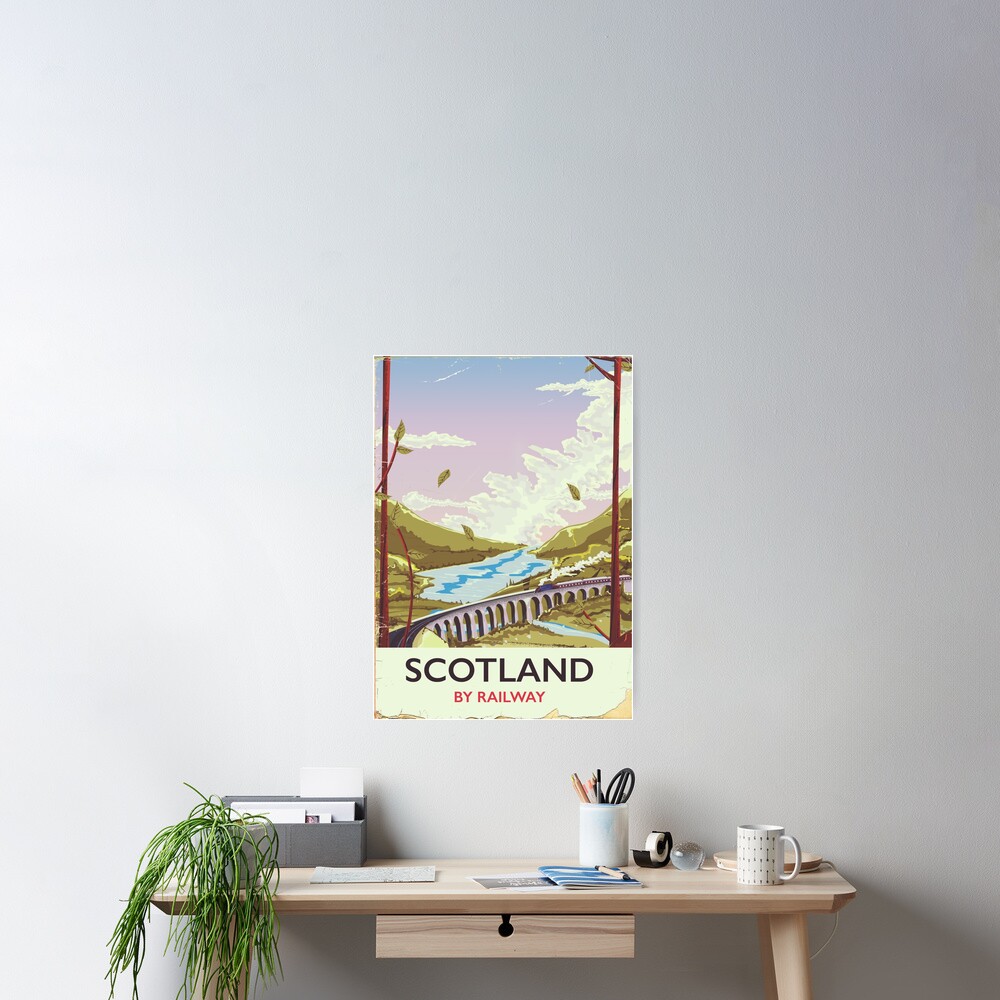 Scotland Vintage locomotive travel poster Poster