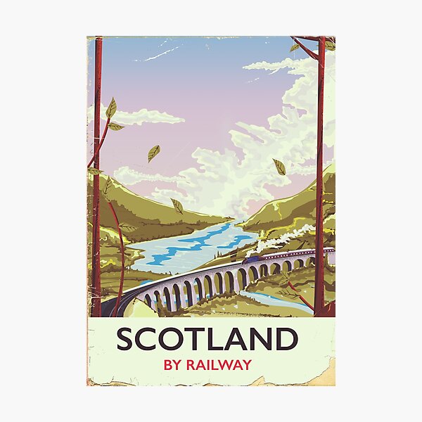 Scotland Vintage locomotive travel poster Photographic Print