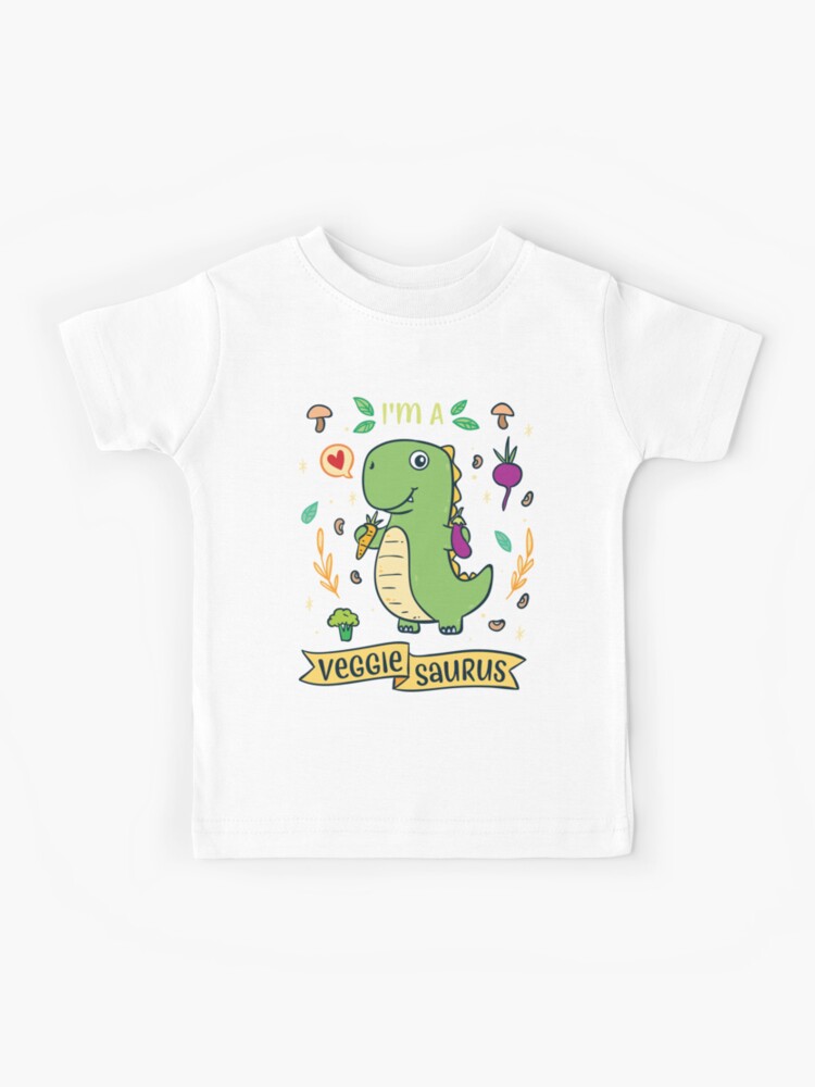 Dinosaur Kids Unisex I'm a Veggie Saurus T Shirt Childrens Vegetarian Vegan 