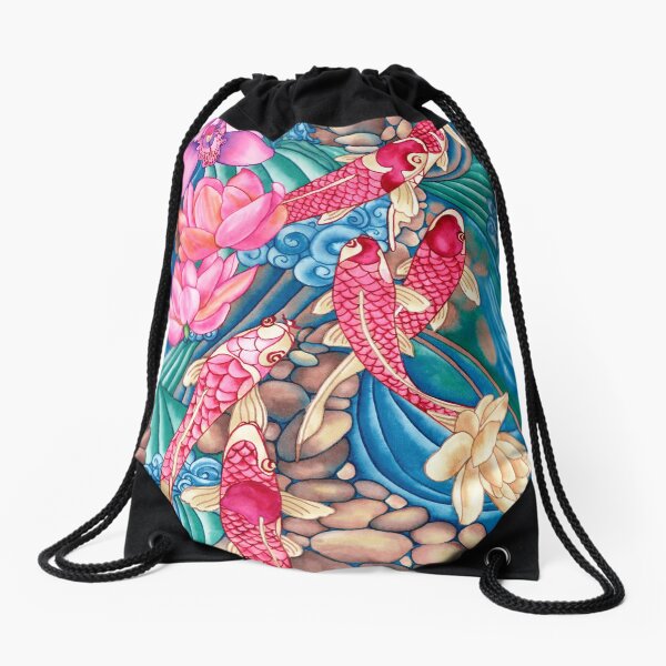 Koi Pond Drawstring Bag
