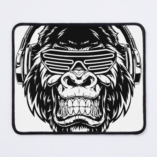 Item preview, Ferocious gorilla in headphones designed and sold by Rozgani.