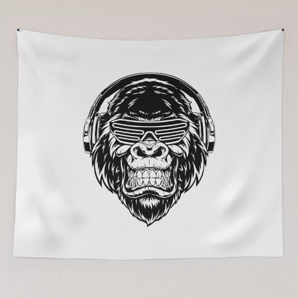 Item preview,  Ferocious gorilla in headphones designed and sold by Rozgani.