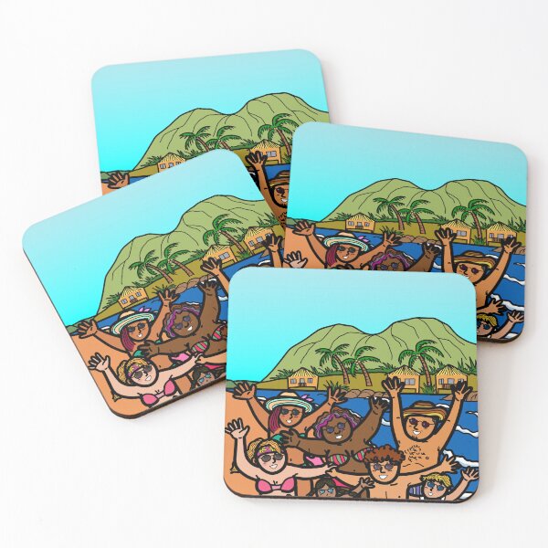 Item preview, Group of diversity people on tropical beach island summer vacation designed and sold by Nalidsa Sukprasert.