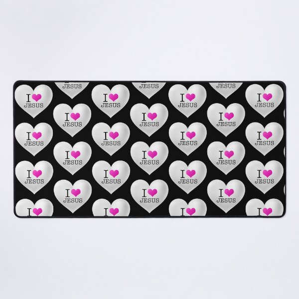 Item preview, I Love (Pink Heart) Jesus! (with White Heart on Black) designed and sold by PawsitiveMum.