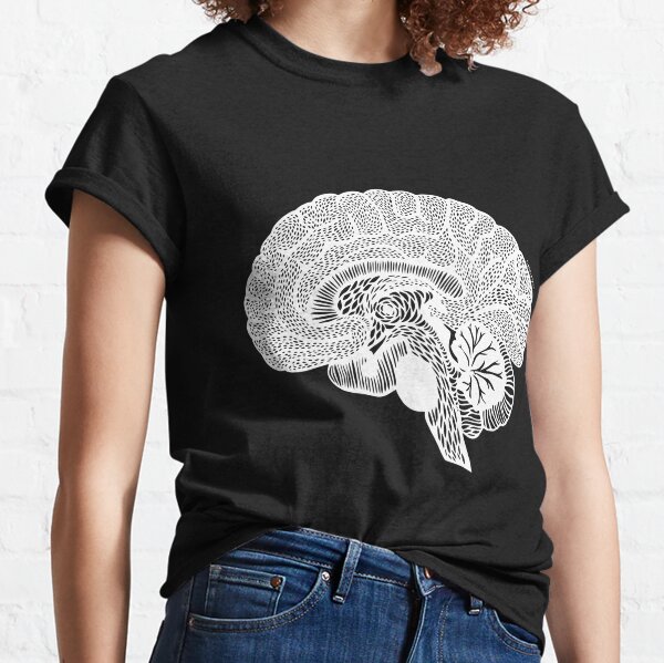 Anatomical Brain - White Print Classic T-Shirt