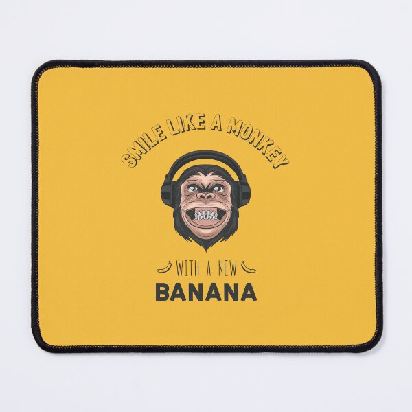 Item preview, Smile Like a Monkey With a New Banana. Cute and Funny Smiling Chimpanzee DJ Monkey with Headphones.  designed and sold by Gomolach.