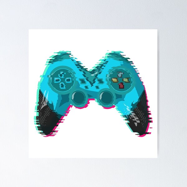 Neon Gamepad with Glitch Effect 