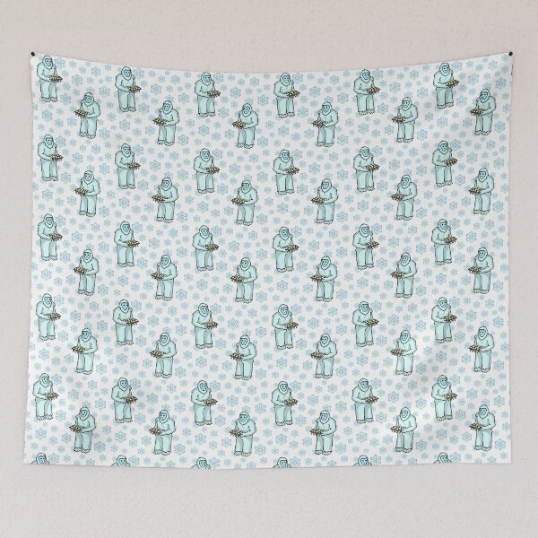 Item preview, Cute Yetis With Snowcones Pattern, Snowflake Background designed and sold by auristela.