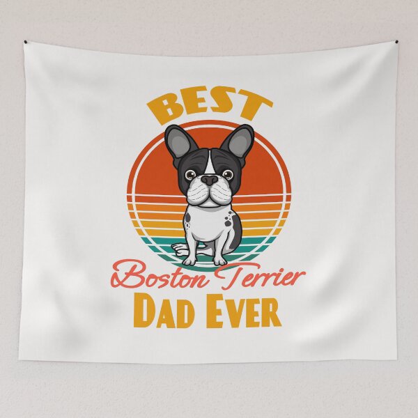 Item preview, Best Boston Terrier Dad Ever Dog puppy Lover Cute Sunser Retro Funny Fathers Day designed and sold by Meteor77.