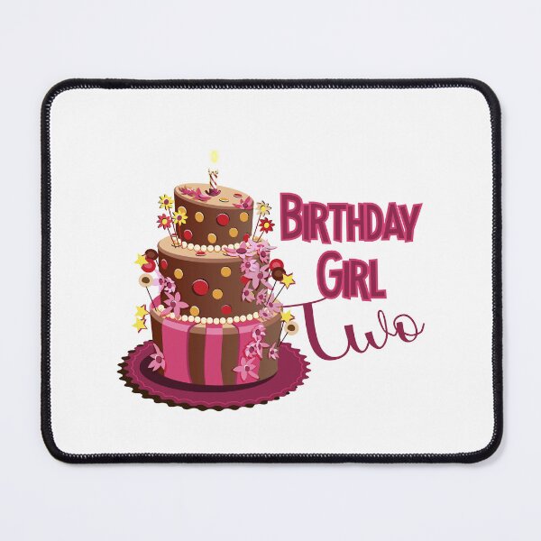 Item preview, “Happy Birthday Two” Trendy Chocolate Brown & Pink Cake designed and sold by PawsitiveMum.