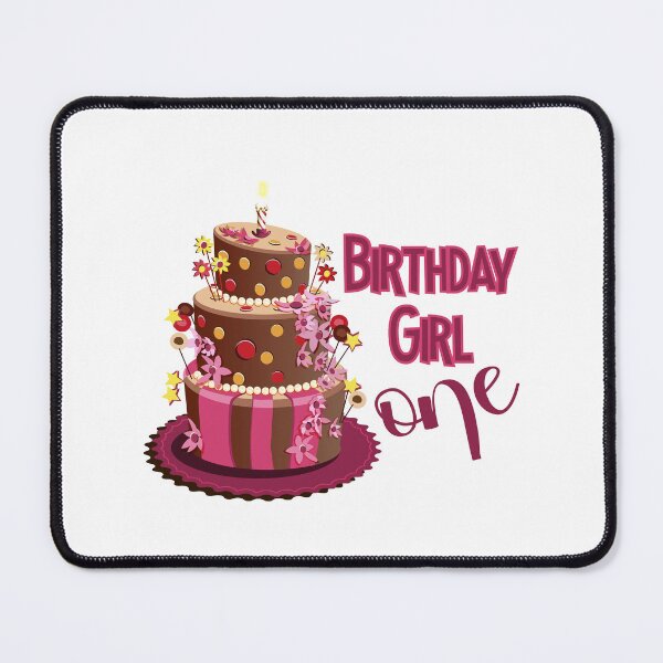 Item preview, “Happy Birthday One” Trendy Chocolate Brown & Pink Cake designed and sold by PawsitiveMum.
