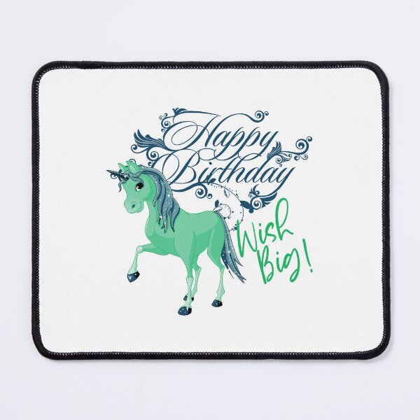 Item preview, “Happy Birthday” Wish Big! Aqua Baby Unicorn designed and sold by PawsitiveMum.