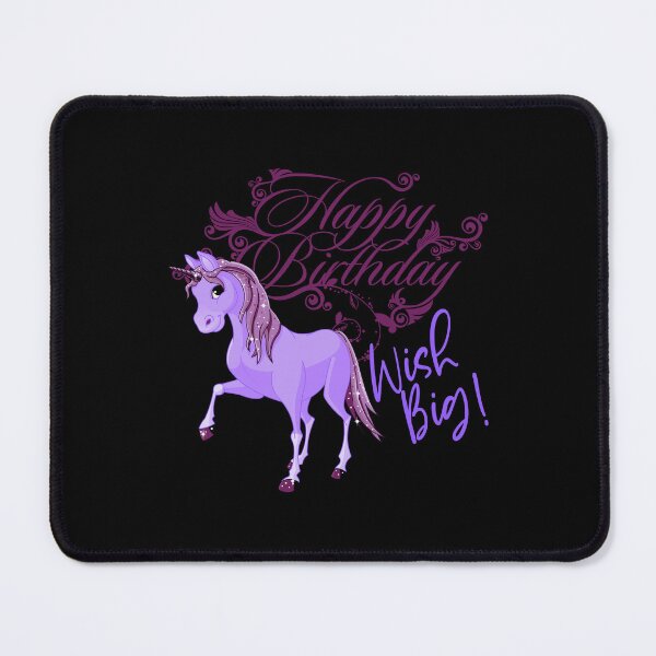 Item preview, “Happy Birthday” Wish Big! Purple Baby Unicorn (Black Background) designed and sold by PawsitiveMum.